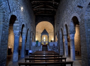colonne, chiesa, altare, archi, interno, banchi, panche, luci, croce, navata, legno, mattoni, pietre